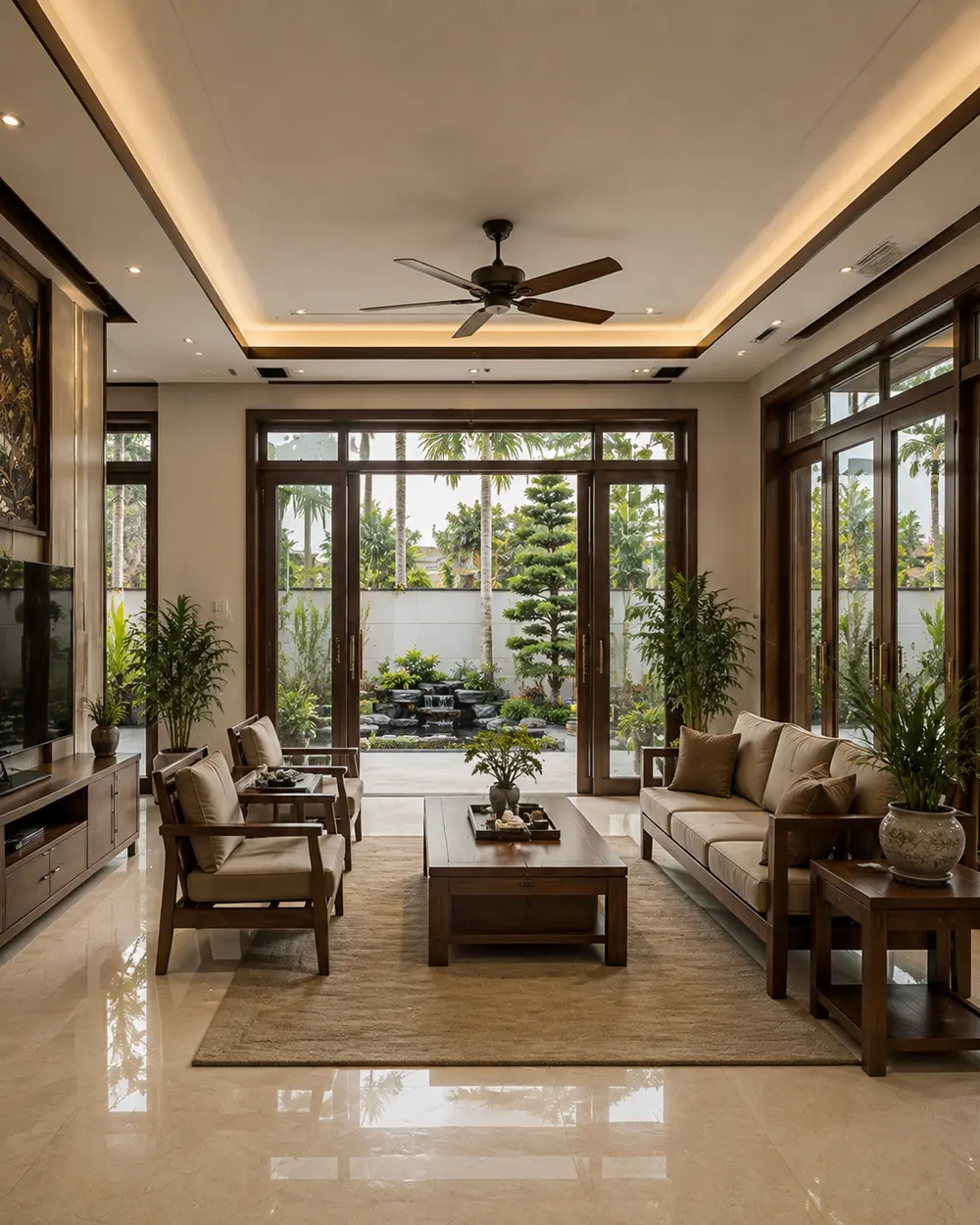 Biệt thự mái Nhật 2 tầng – khu vườn tĩnh tại Bắc Ninh – Góc nhìn 06 · Phòng khách