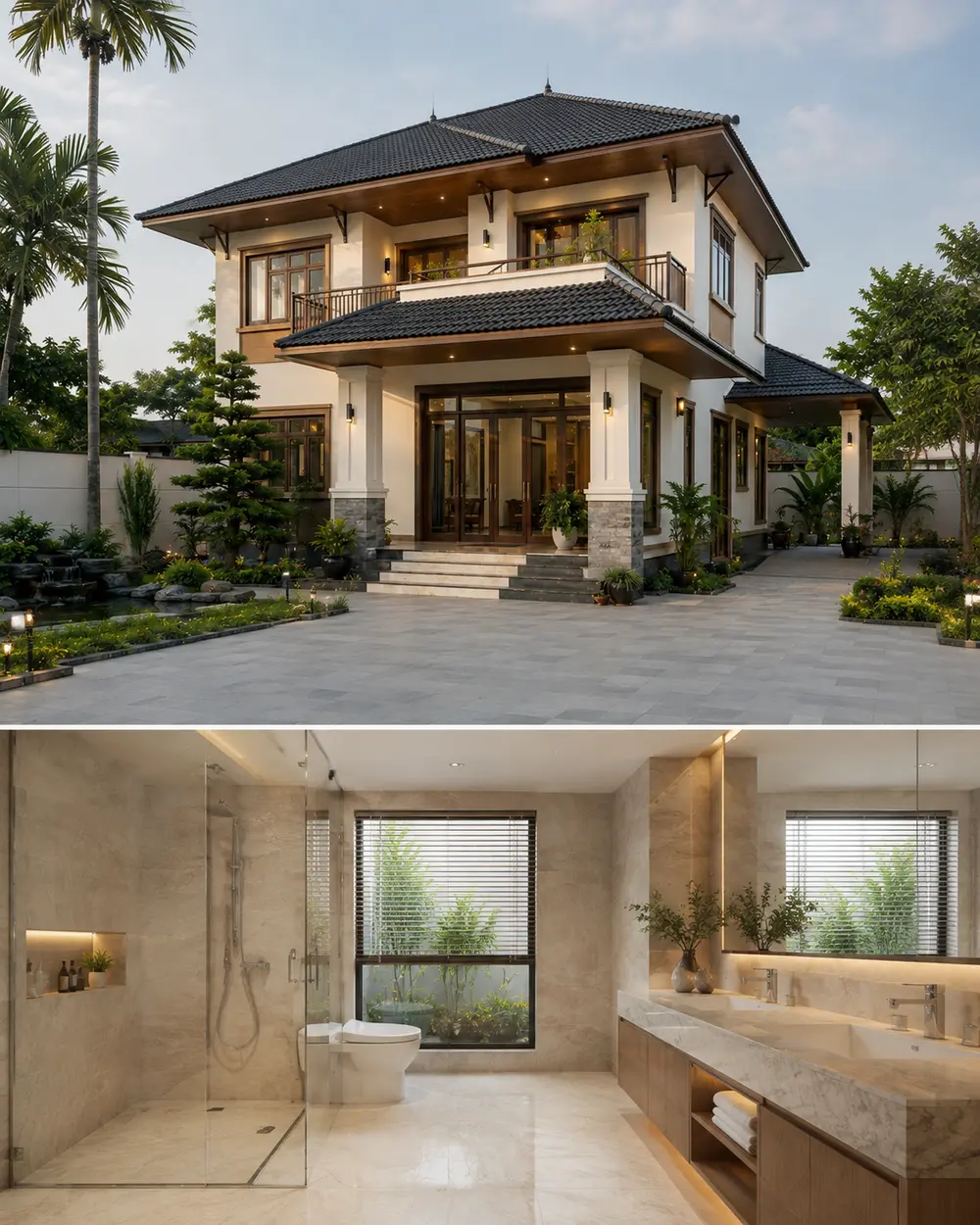 Biệt thự mái Nhật 2 tầng – khu vườn tĩnh tại Bắc Ninh – Góc nhìn 10 · Phòng tắm