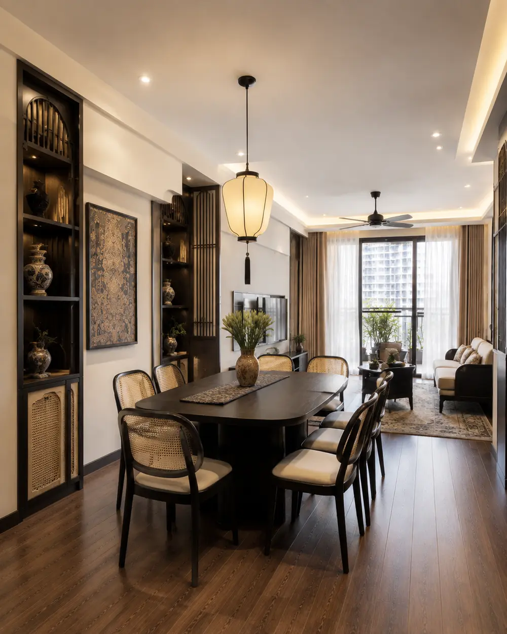 Căn hộ Indochine đương đại 120m² – Hà Nội – Góc nhìn 03 · Phòng ăn