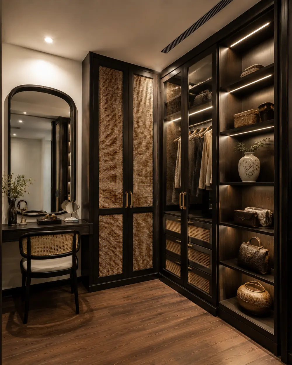 Căn hộ Indochine đương đại 120m² – Hà Nội – Góc nhìn 07 · Phòng thay đồ
