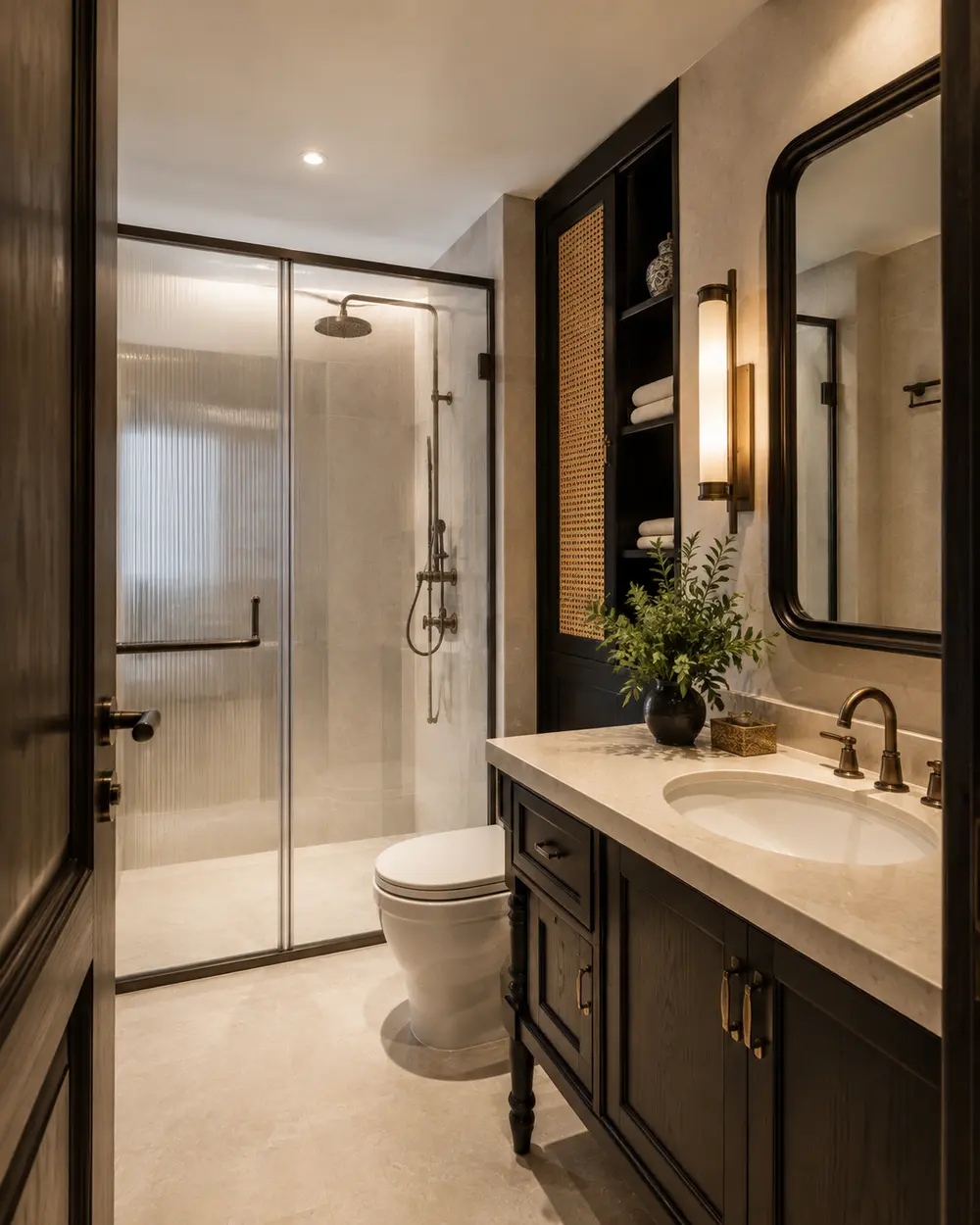 Căn hộ Indochine đương đại 120m² – Hà Nội – Góc nhìn 08 · Phòng tắm