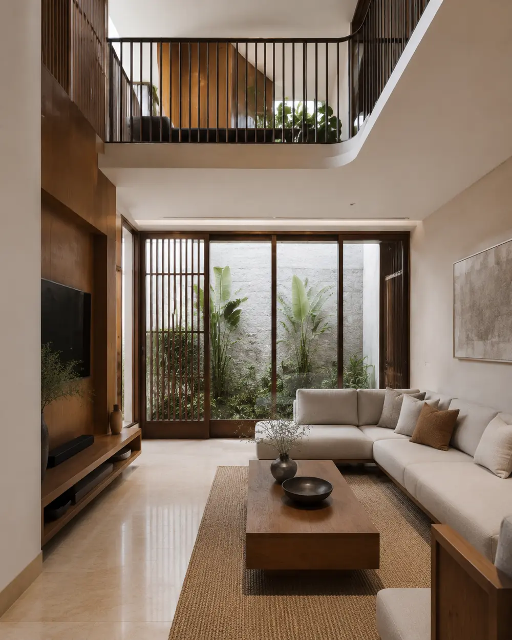 Nhà phố Tropical 5x20m – khoảng thở giữa phố Hà Nội – Góc nhìn 06 · Phòng khách