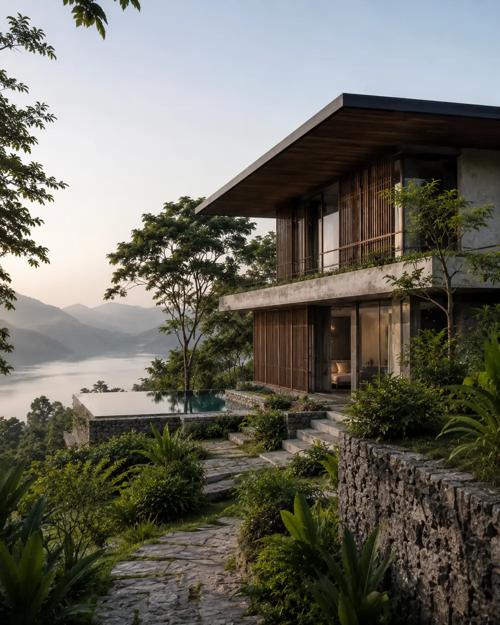 Villa ven hồ – không gian nghỉ dưỡng tại Hòa Bình – Góc nhìn 05 · Phòng ngủ