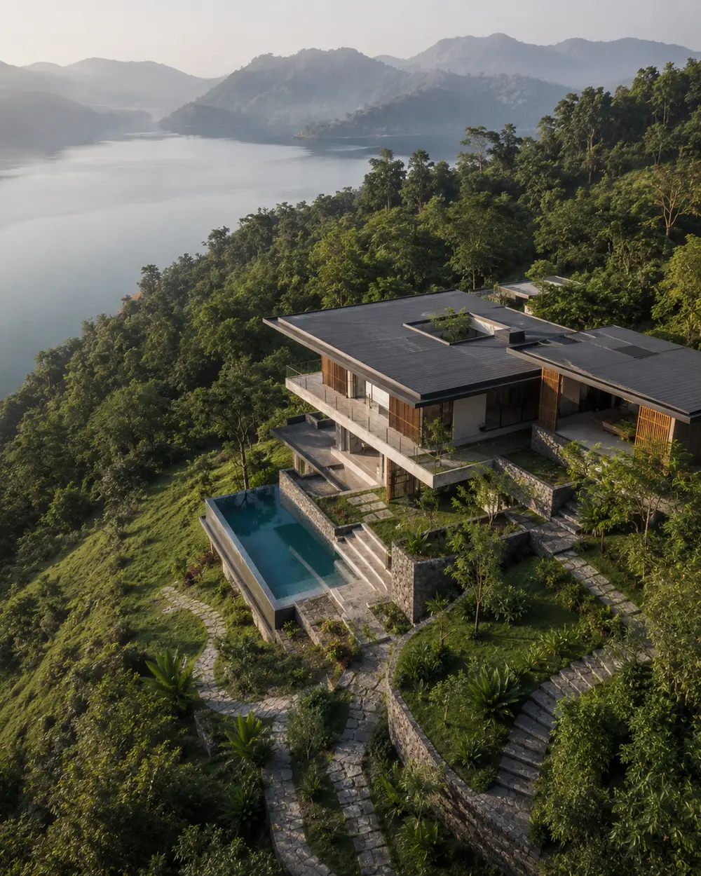 Villa ven hồ – không gian nghỉ dưỡng tại Hòa Bình – Góc nhìn 06 · Góc nhìn trên cao