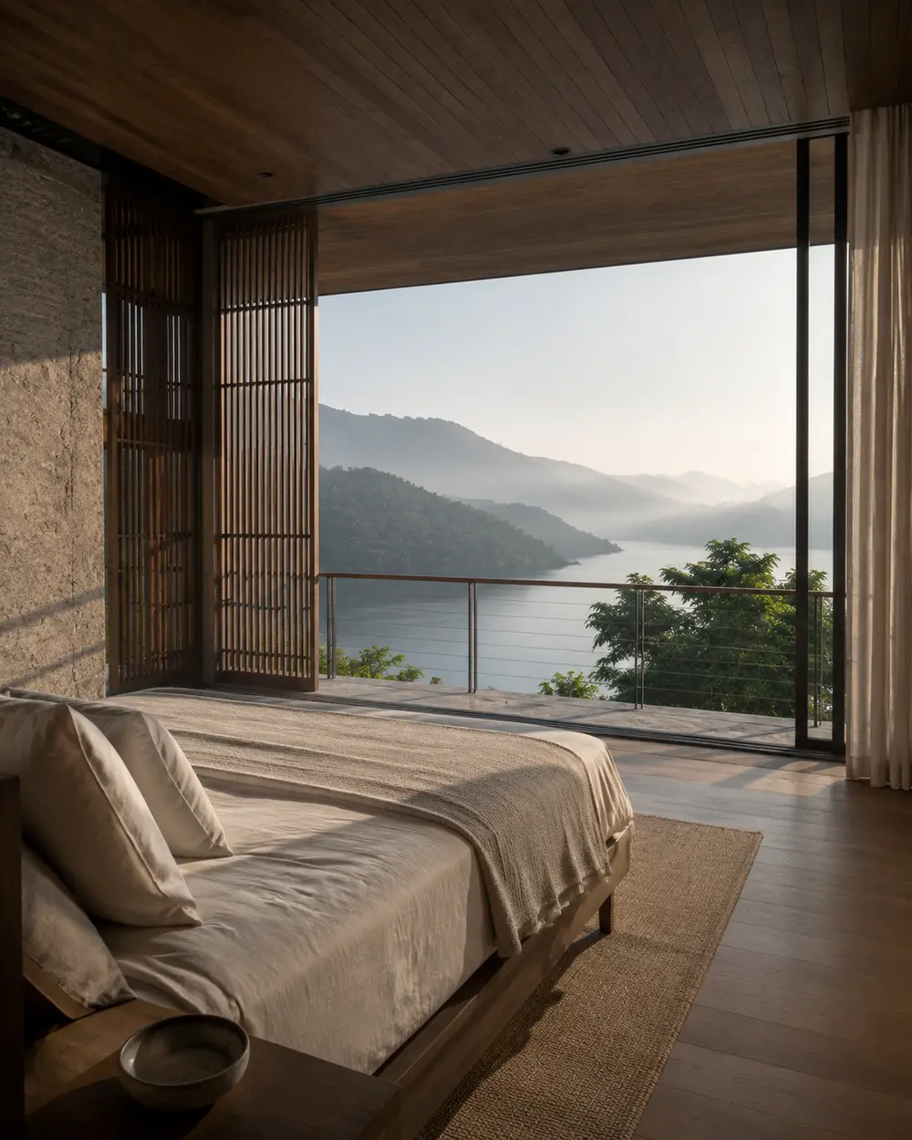 Villa ven hồ – không gian nghỉ dưỡng tại Hòa Bình – Góc nhìn 09 · Phòng ngủ