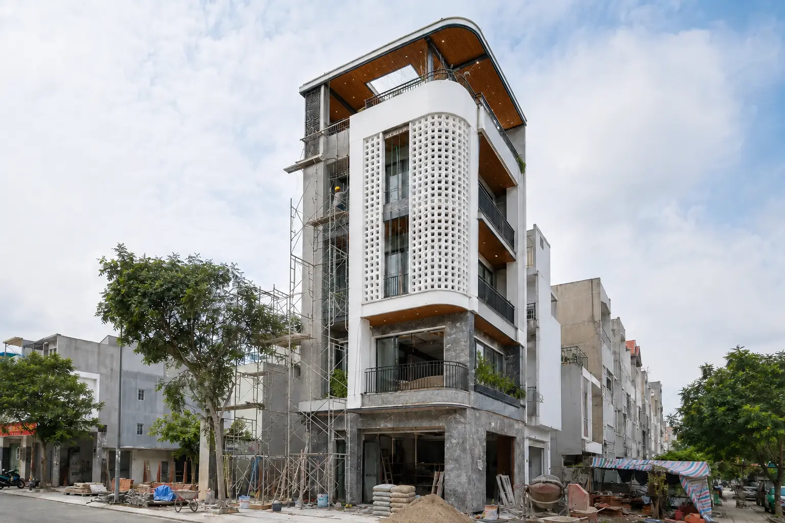 Minh họa giai đoạn thi công Nhà phố lô góc hai mặt tiền tại Hải Phòng