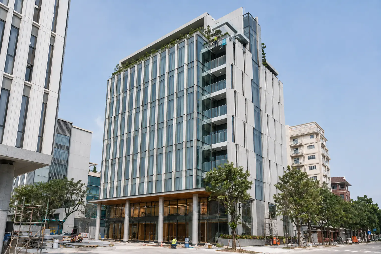 Minh họa giai đoạn thi công Tòa nhà văn phòng bảy tầng tại Hà Nội
