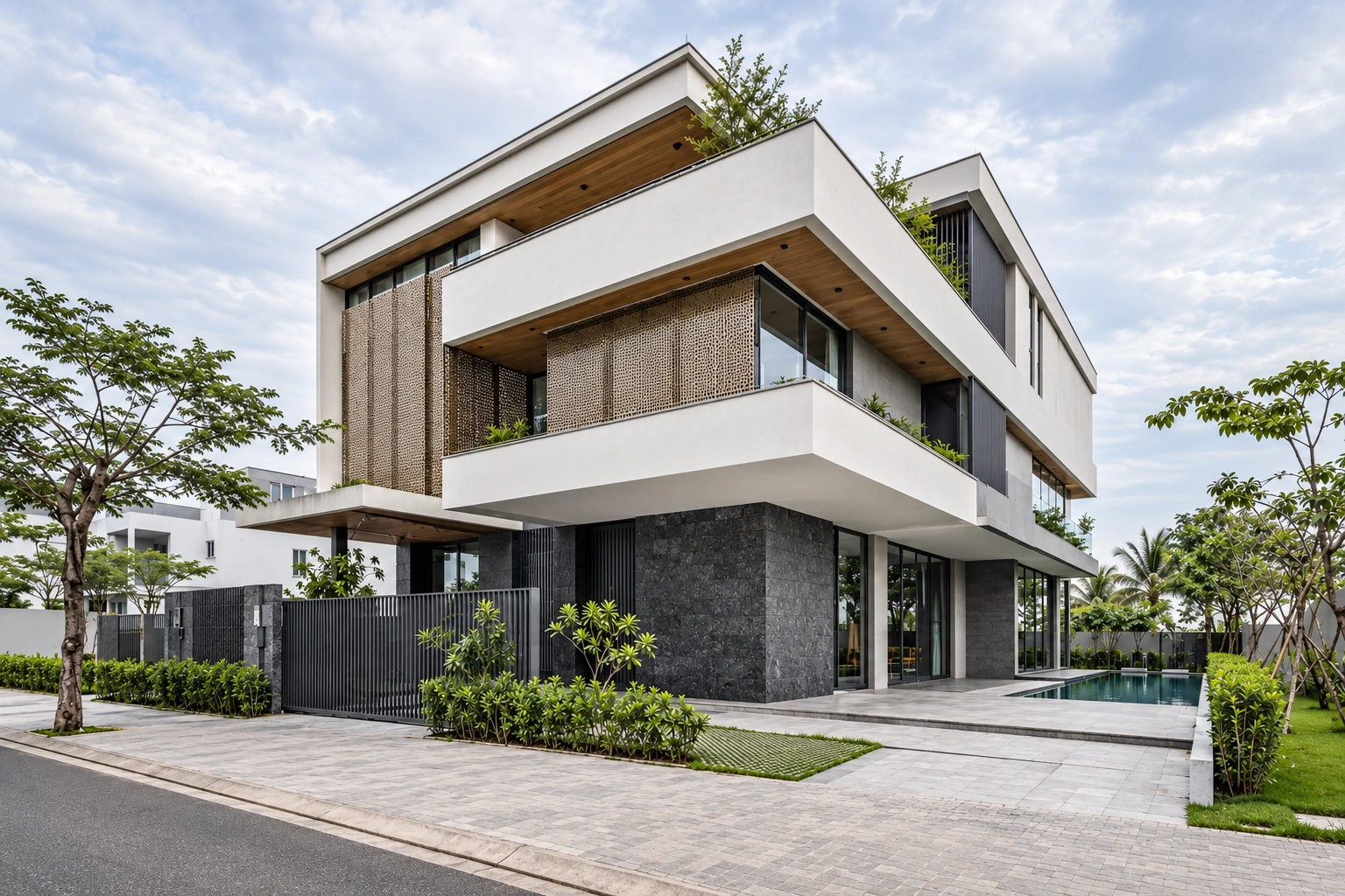Ảnh đại diện Biệt thự hiện đại cantilever tại Đà Nẵng – những khối trượt trên nền đá tối
