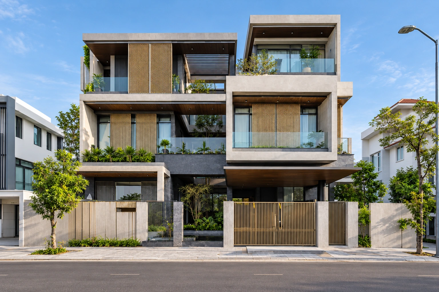 Ảnh đại diện Biệt thự hiện đại sky-court tại Hải Phòng – khoảng trời giữa những khung xếp lớp