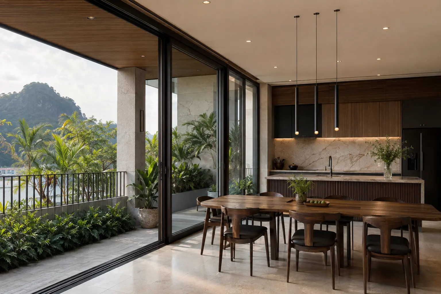 Bếp – phòng ăn – Nhà phố lô góc hiện đại tại Hạ Long, Quảng Ninh