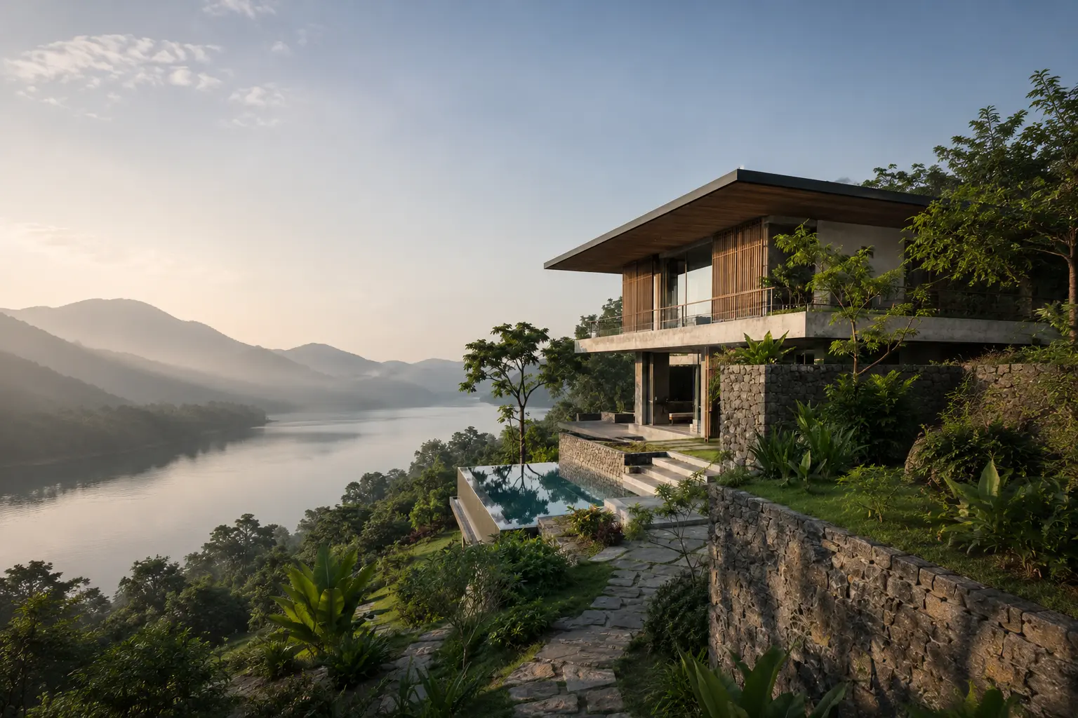 Ảnh toàn cảnh Villa ven hồ – không gian nghỉ dưỡng tại Hòa Bình