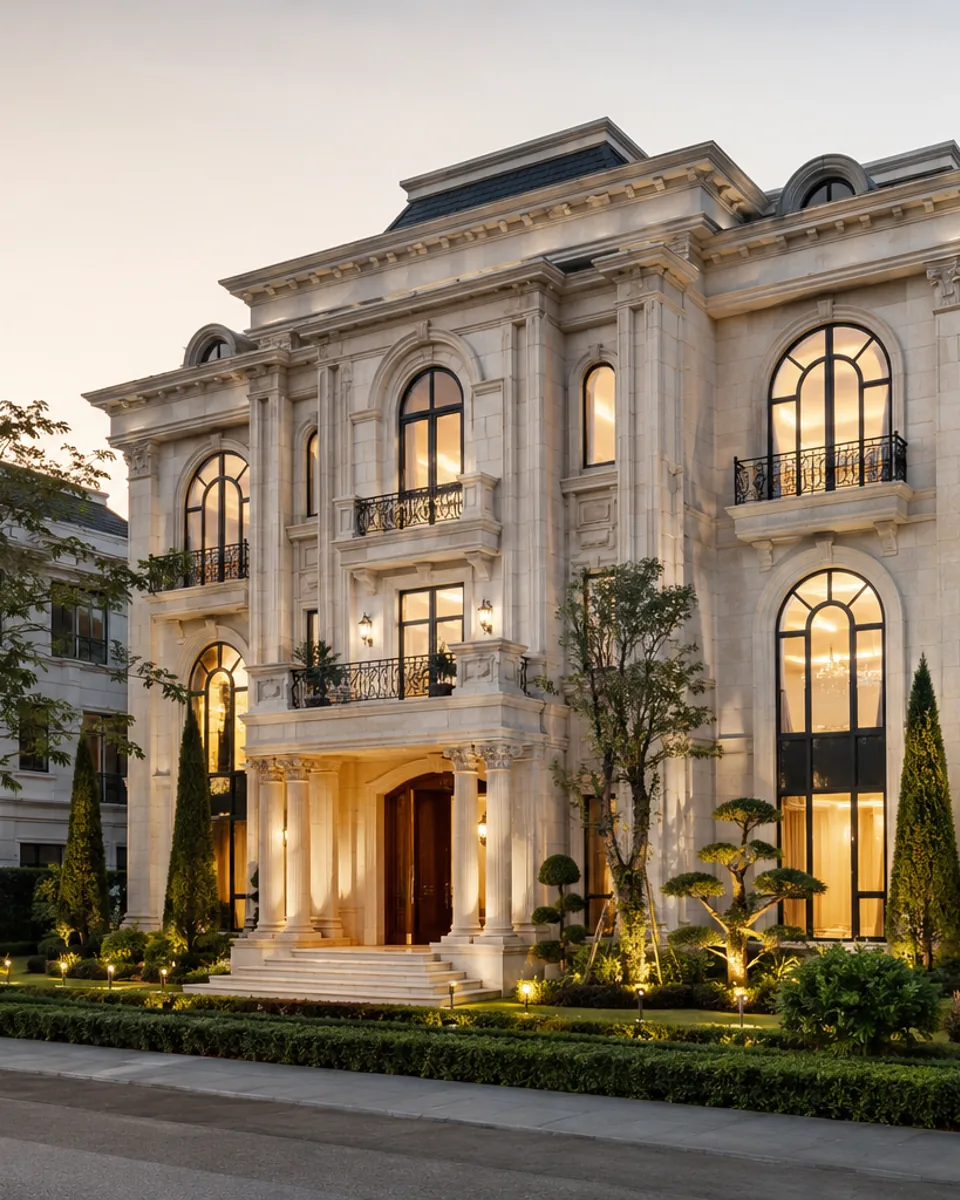 Ý tưởng villa tân cổ điển cao cấp với tỷ lệ cân đối