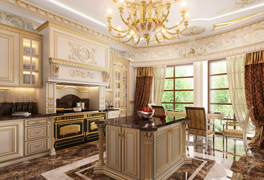phòng bếp cổ điển đẹp