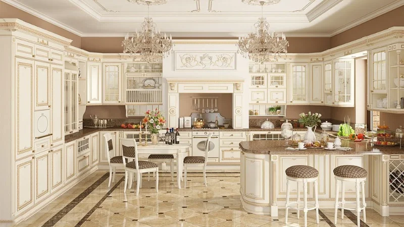 Phòng bếp thiết kế nội thất phong cách cổ điển