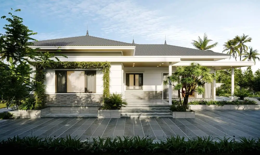 Thiết kế kiến trúc nhà mái Thái đơn giản