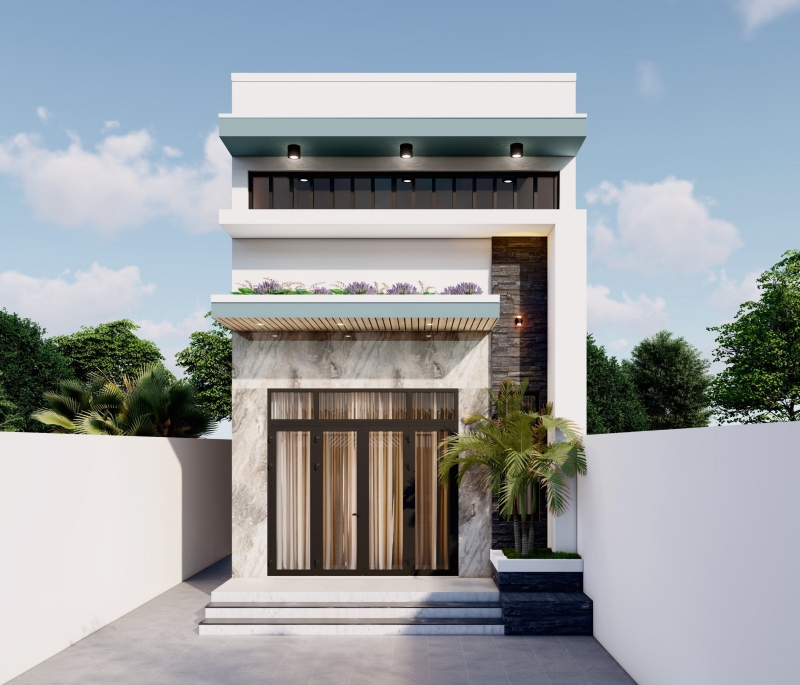 Mặt tiền nhà cấp 4 có gác lửng