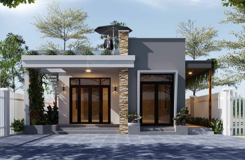 Mặt tiền nhà cấp 4 có gác lửng