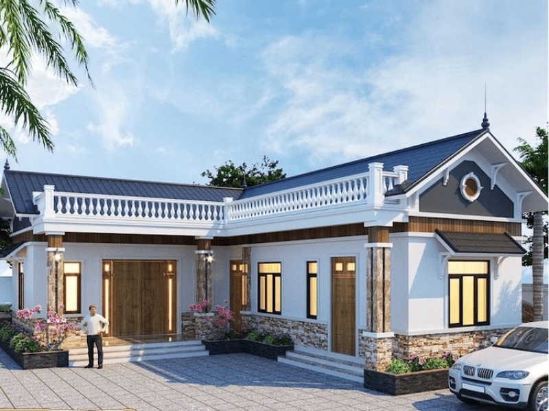 Mặt tiền nhà cấp 4 hình chữ L