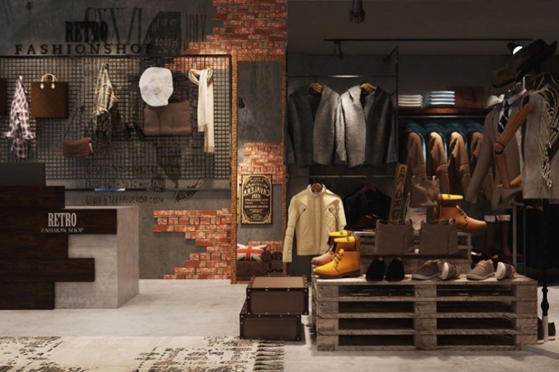 Thiết kế shop quần áo Retro 