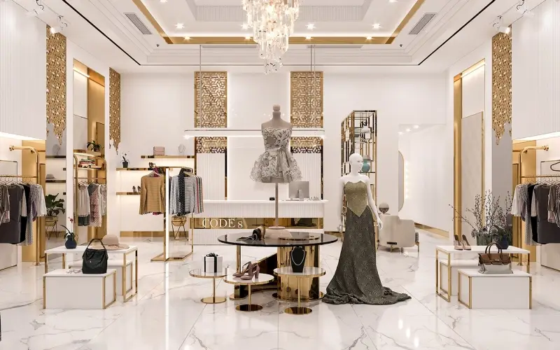 Thiết kế shop quần áo phong cách Luxury