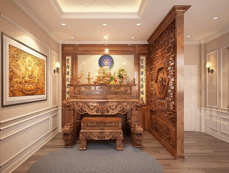 Phòng thờ đẹp cổ điển - Nơi thể hiện sự trang nghiêm và thanh nhã
