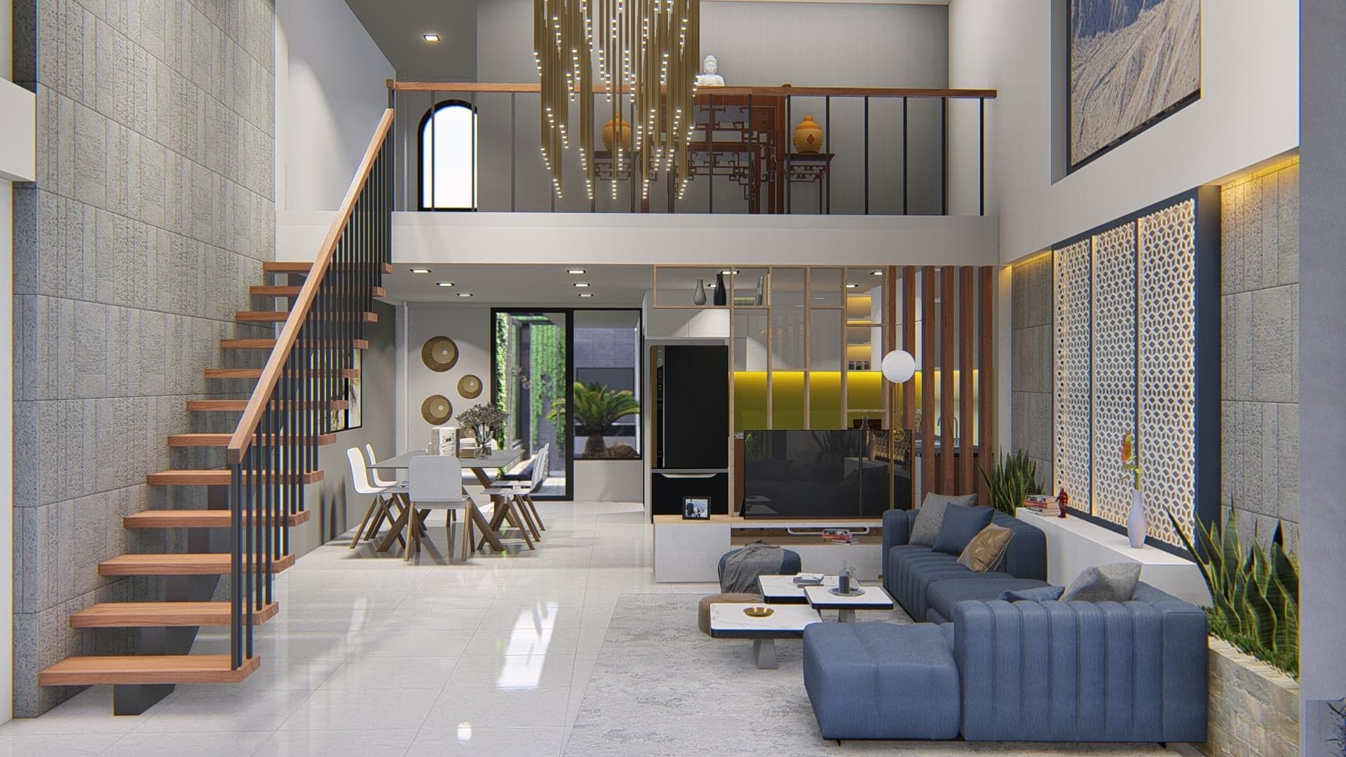 nhà gác lửng 3 phòng ngủ