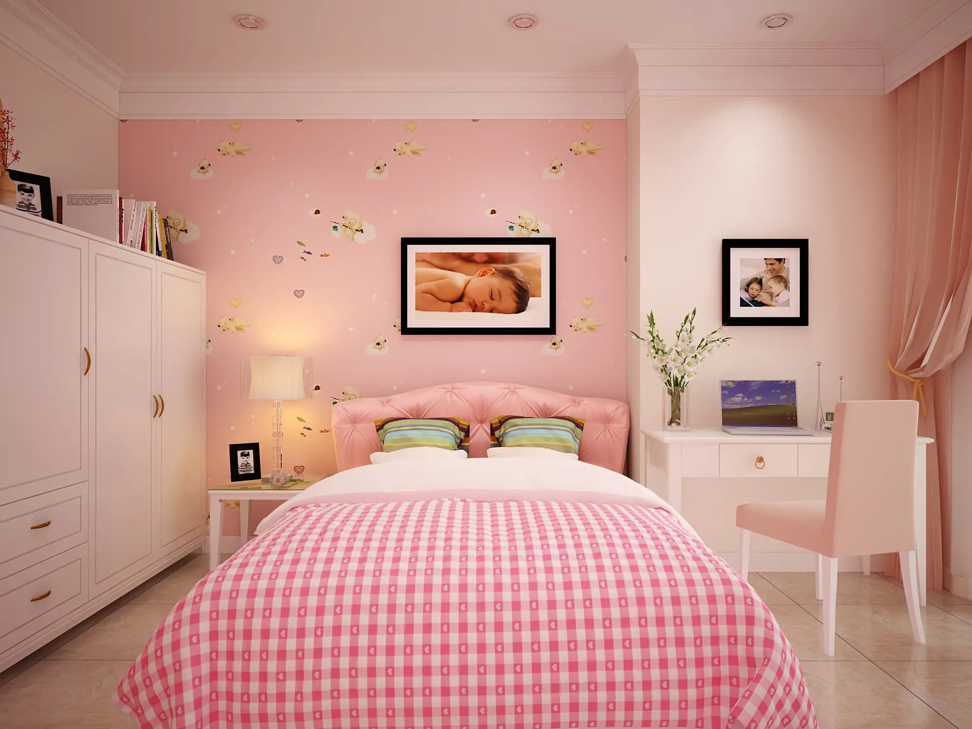 Tham khảo mẫu phòng ngủ đẹp cho nữ màu hồng