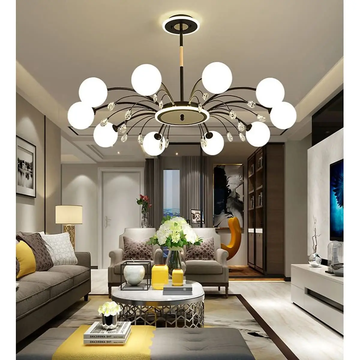 Sử dụng đèn chùm LED phòng khách tạo sự sang trọng, hiện đại 