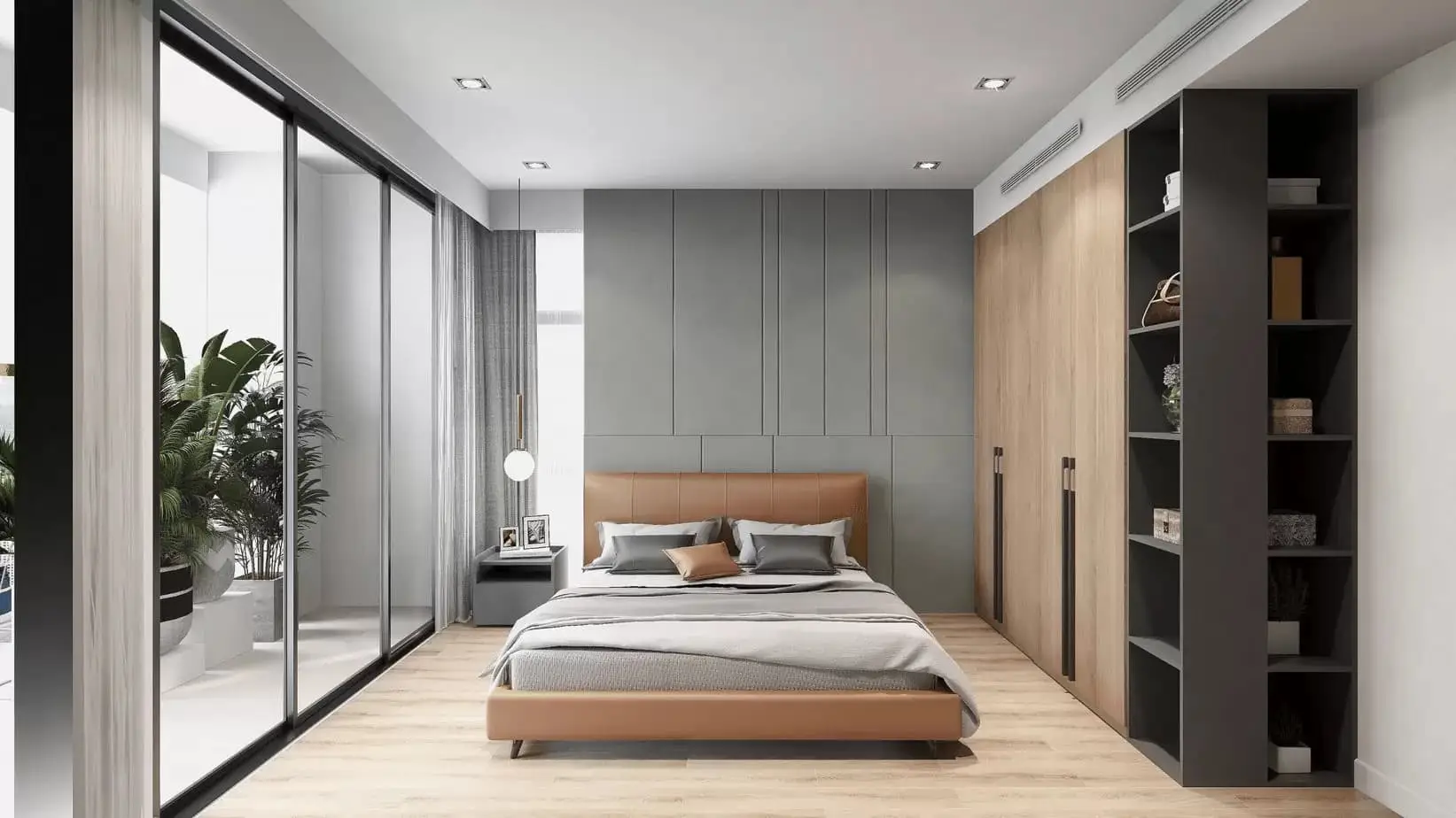 Thiết kế trần thạch cao tối giản phù hợp với không gian phòng ngủ 