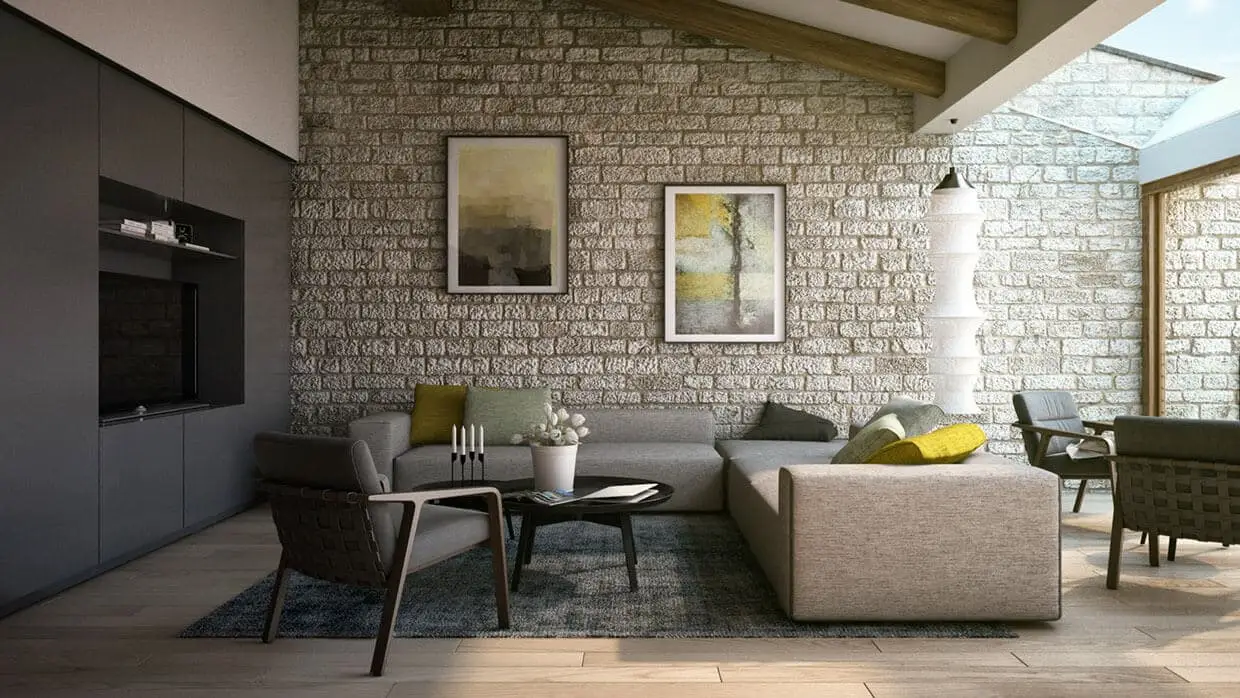 Decor phòng khách bằng giấy dán tường