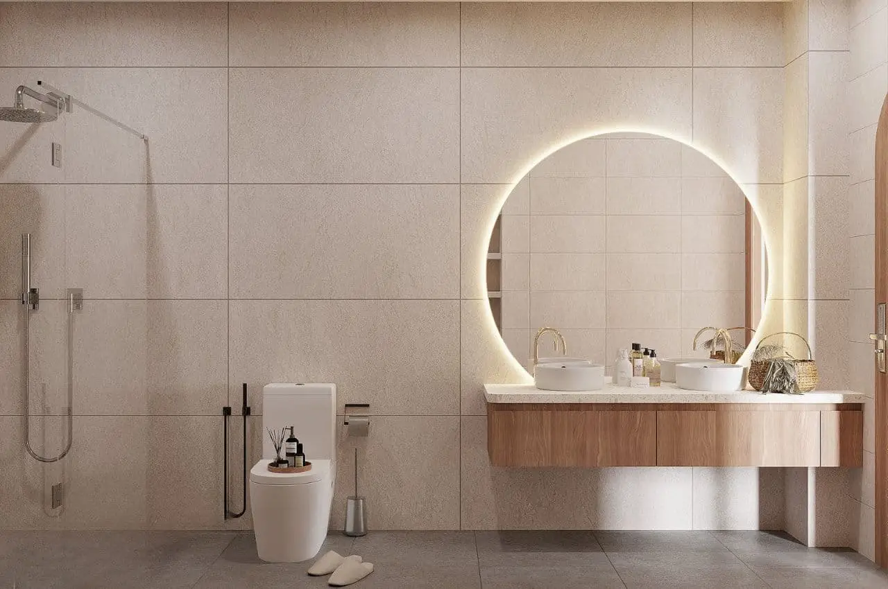Thiết kế cực kỳ bắt mắt của các mẫu nhà vệ sinh  sử dụng tone màu sáng 