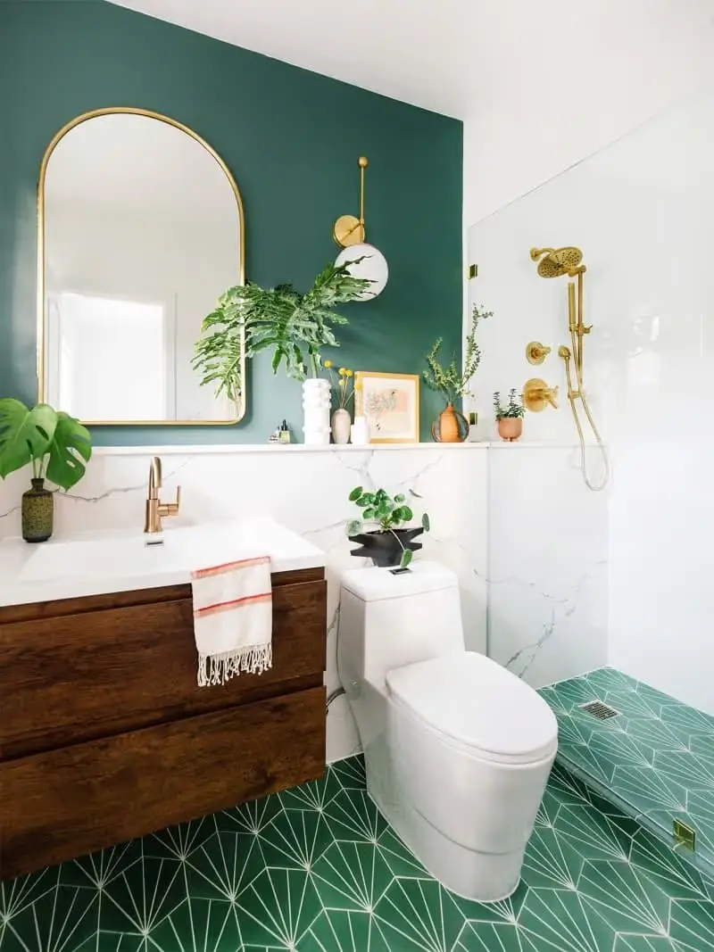 Sử dụng các loại cây xanh nhỏ tạo điểm nhấn cho phòng tắm