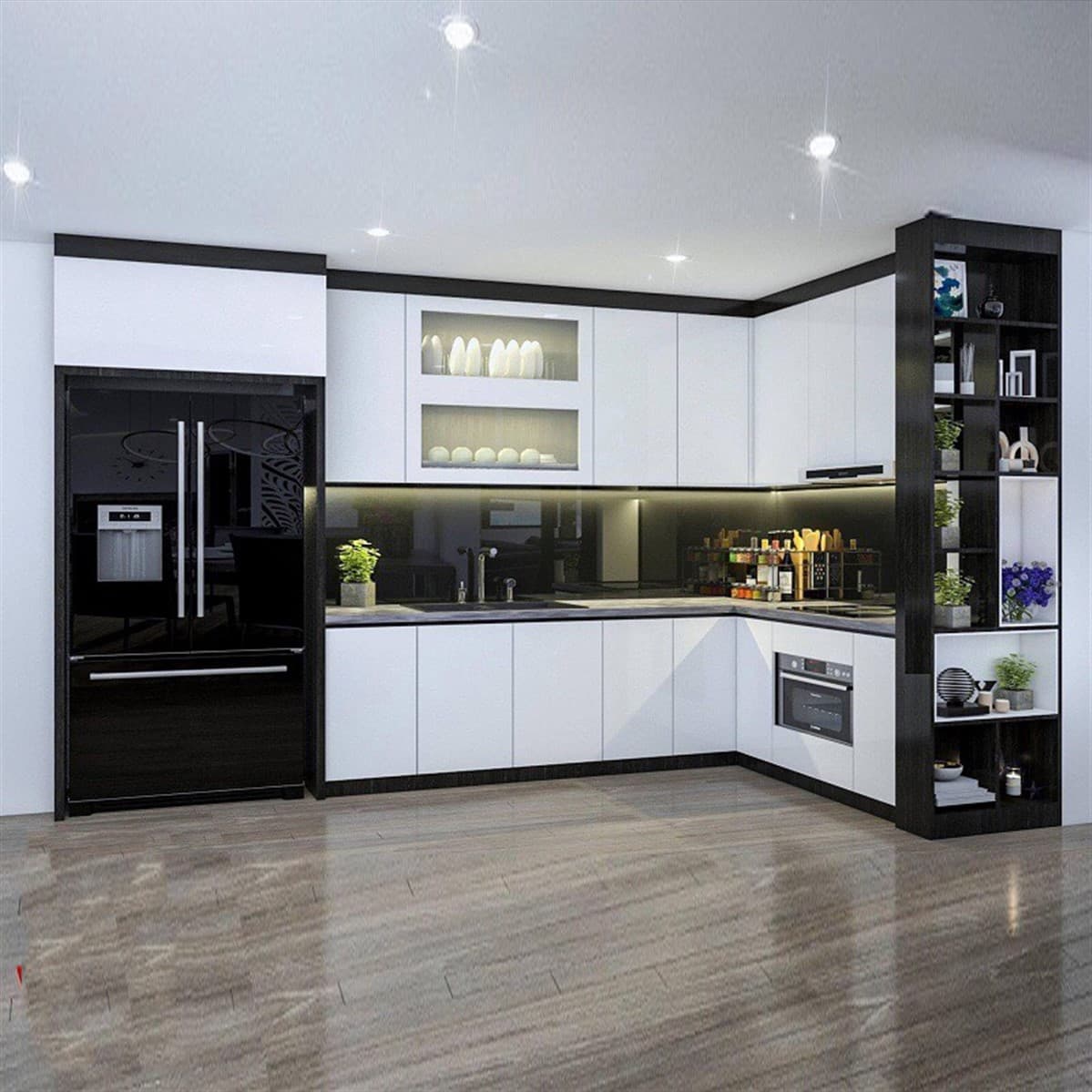 Thiết kế sang trọng của mẫu tủ bếp bằng nhựa PVC