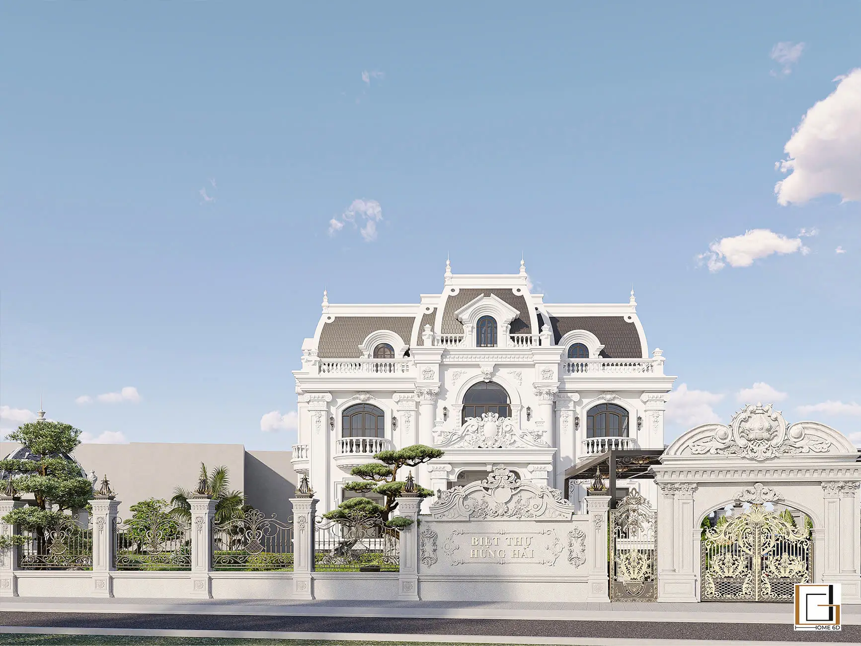 THIẾT KẾ NGOẠI THẤT BIỆT THỰ SÂN VƯỜN – PHONG CÁCH NEOCLASSIC – HÀ NỘI – ANH HUY