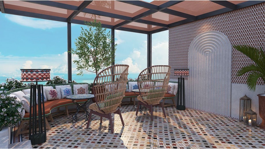 thiết kế sân thượng đẹp cho nhà ống
