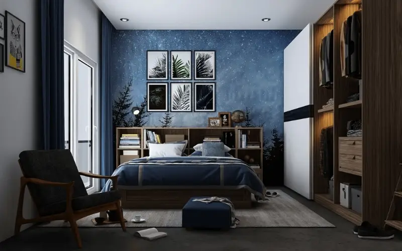 phòng ngủ đẹp màu xanh nước biển