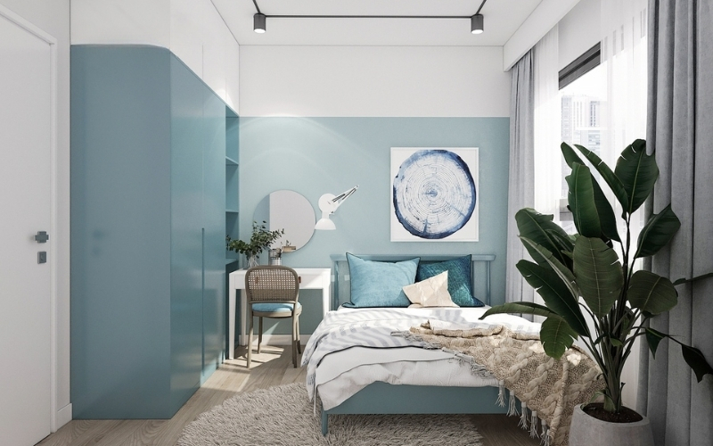 phòng ngủ đẹp màu xanh nước biển