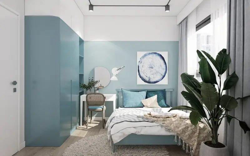 phòng ngủ đẹp màu xanh nước biển