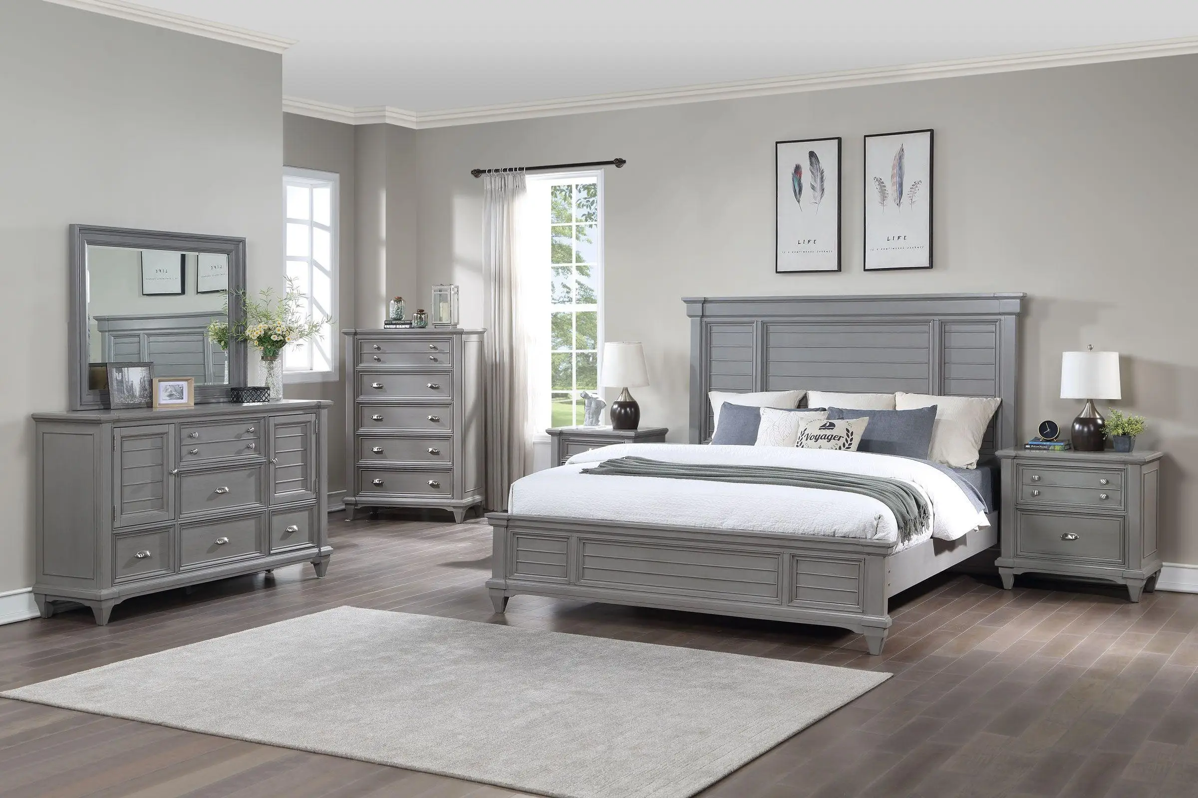 sơn phòng ngủ màu xám trắng