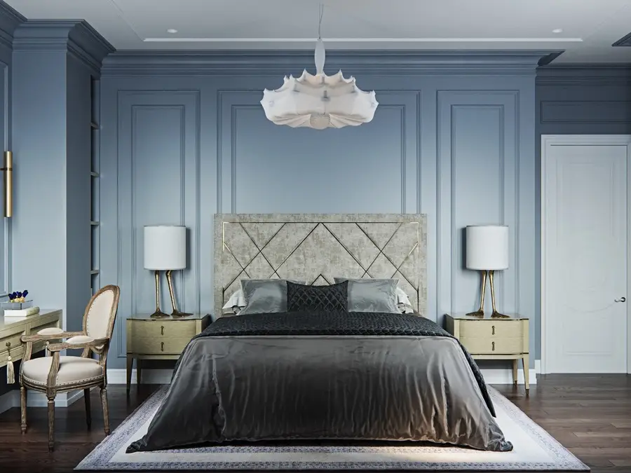 phòng ngủ màu xanh lam