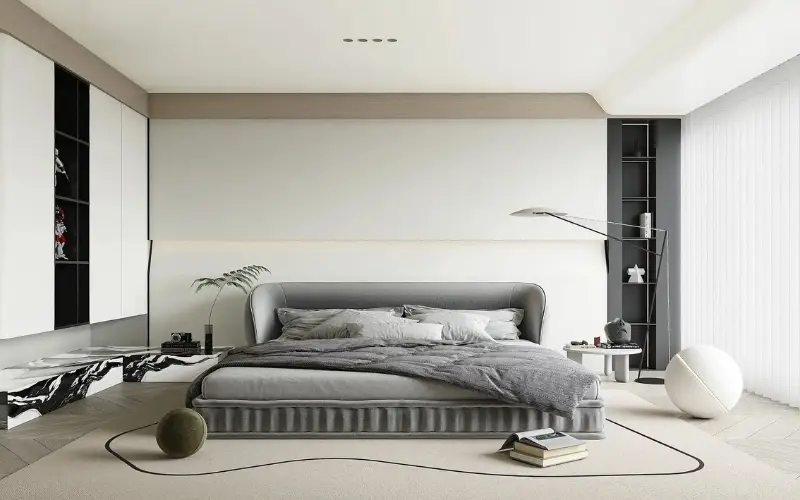 sơn phòng ngủ màu xám trắng
