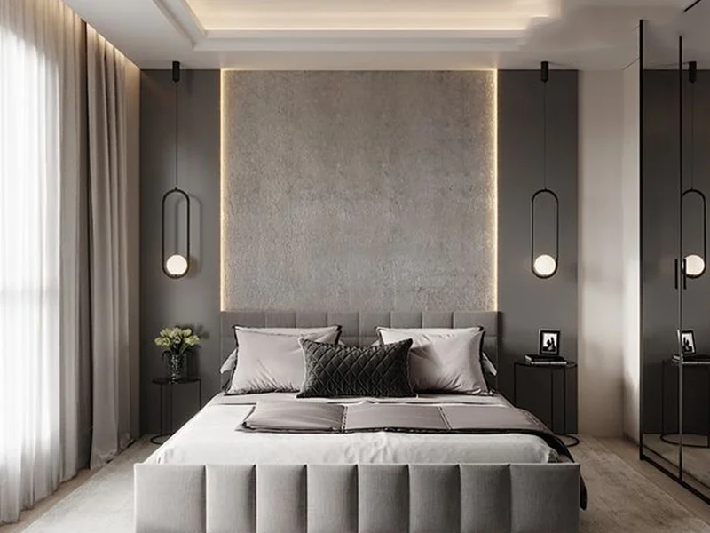 sơn phòng ngủ màu xám trắng