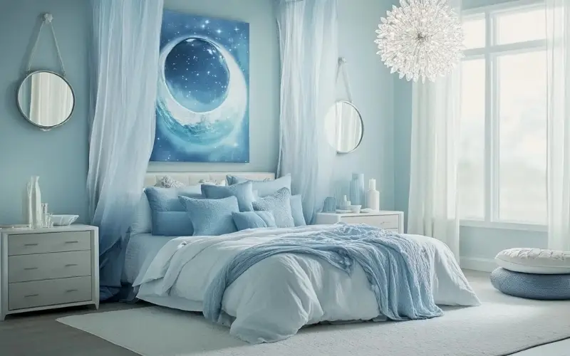 phòng ngủ màu xanh lam