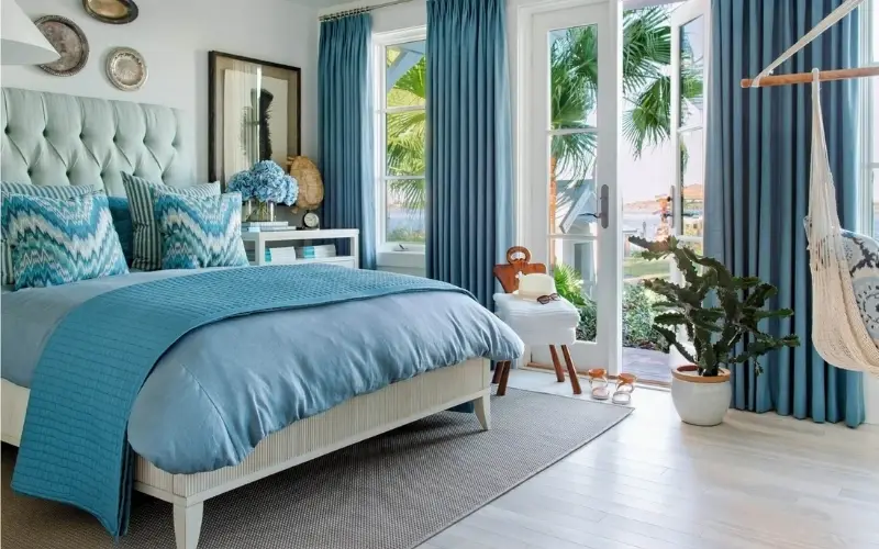 phòng ngủ màu xanh lam