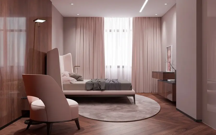phòng ngủ màu hồng pastel