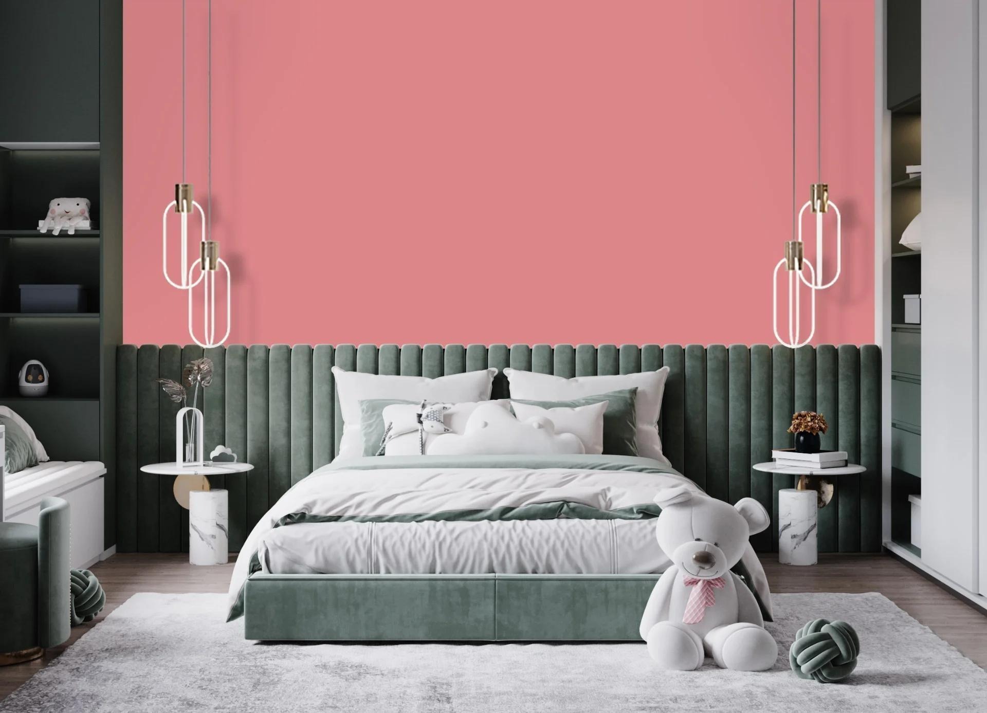 phòng ngủ màu hồng pastel