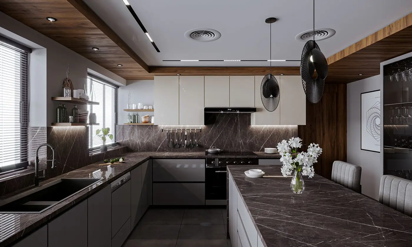 trần thạch cao phòng bếp