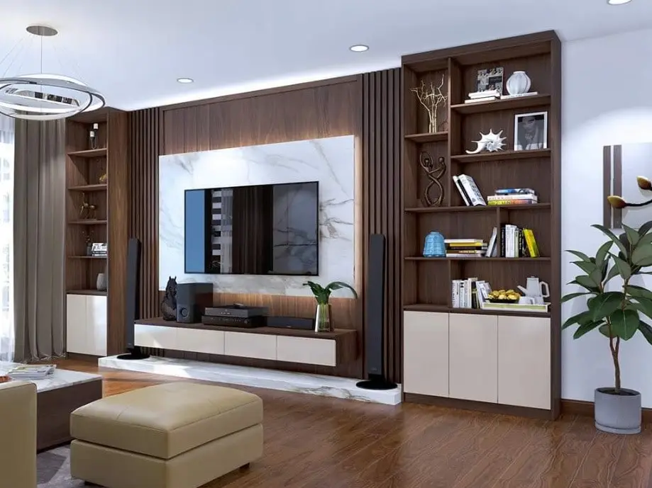 tủ gỗ trưng bày phòng khách