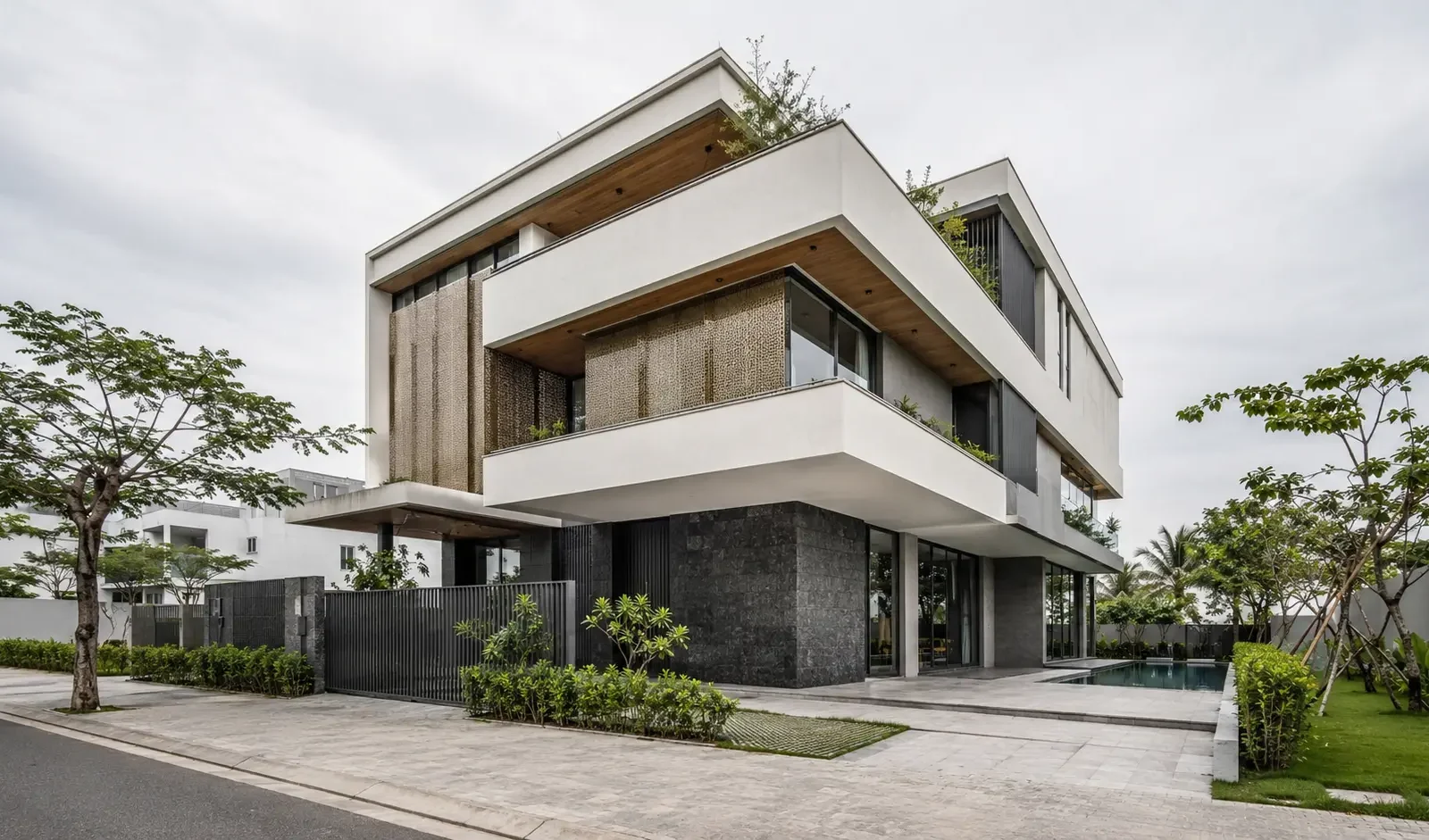 Ảnh đại diện Biệt thự hiện đại cantilever tại Đà Nẵng – những khối trượt trên nền đá tối