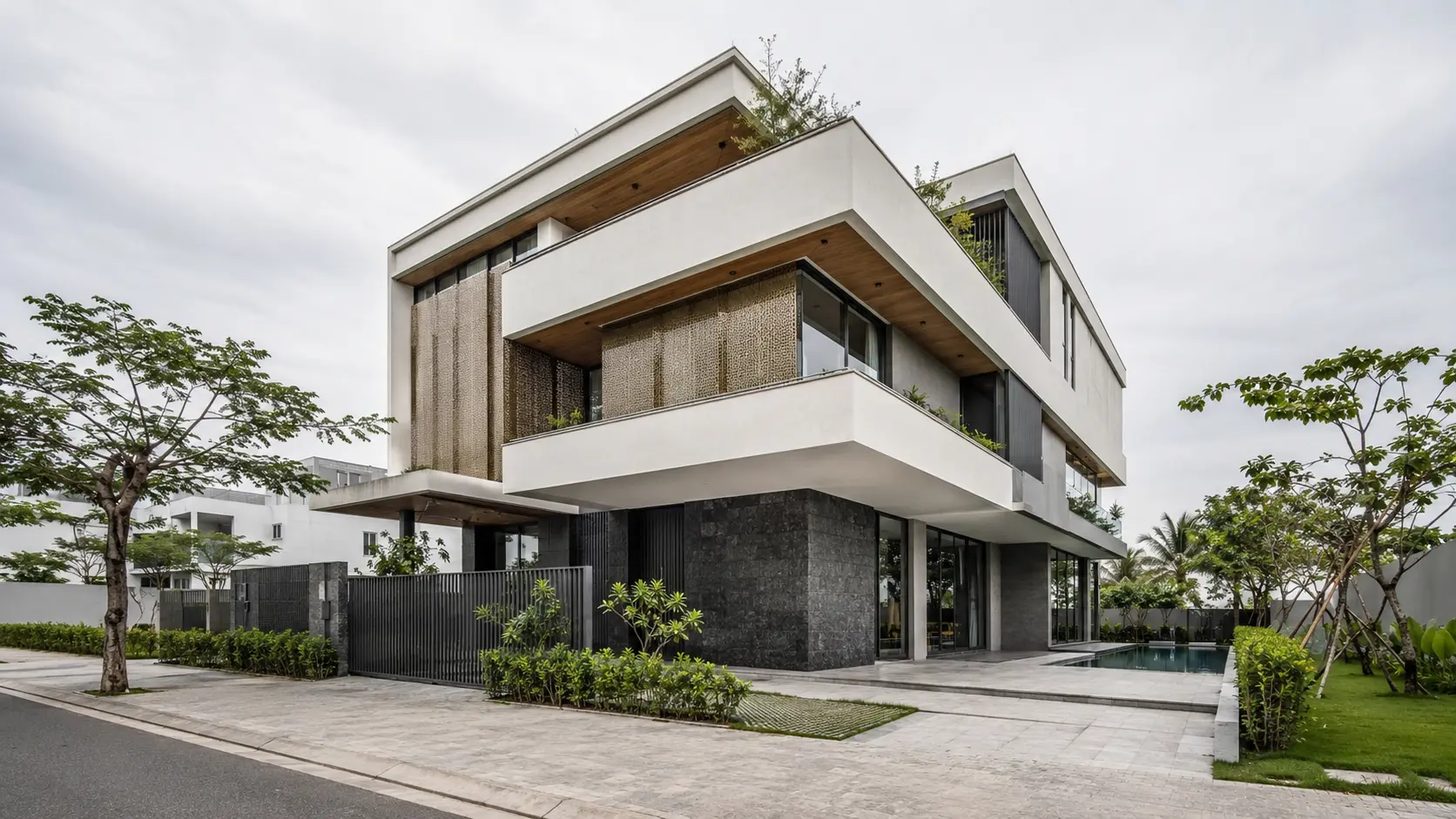 Ảnh đại diện Biệt thự hiện đại cantilever tại Đà Nẵng – những khối trượt trên nền đá tối